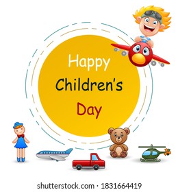 Happy International Children's Day with toys