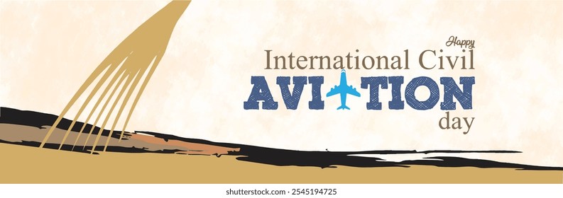 Cartaz e banner felizes do Dia Internacional da Aviação Civil. Boa ideia de marketing para companhias aéreas na mídia e na Web. Vetor editável de alta qualidade. eps 10.