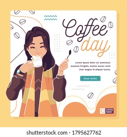 happy international coffee day illustration background