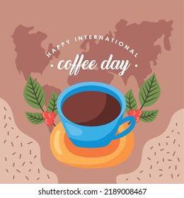 happy international coffee day lettering