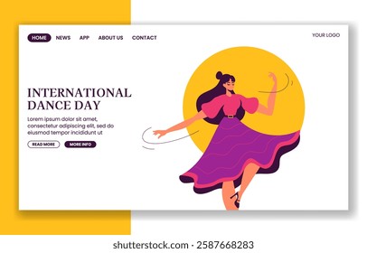 Happy International Dance Day Social Media Landing Page Graphic Hand Drawn Style