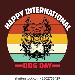 Vector del día del perro del diseño de la camiseta "Happy InterNational Dog Day", diseño de citas del día internacional del perro.