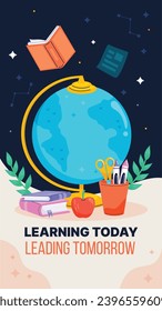 Happy International Education day celebration. January 24. International Day of Education background. Cartoon Vector illustration Template for Poster, Banner, Flyer, Greeting, Card, Cover, Post.