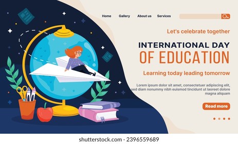 Happy International Education day celebration. January 24. International Day of Education background. Cartoon Vector illustration Template for Poster, Banner, Flyer, Greeting, Card, Cover, Post.
