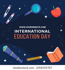 Happy International Education day celebration. January 24. International Day of Education background. Cartoon Vector illustration Template for Poster, Banner, Flyer, Greeting, Card, Cover, Post.
