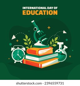 Happy International Education day celebration. January 24. International Day of Education background. Cartoon Vector illustration Template for Poster, Banner, Flyer, Greeting, Card, Cover, Post.