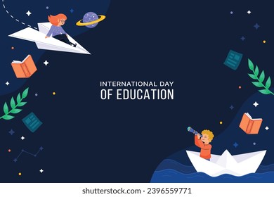 Happy International Education day celebration. January 24. International Day of Education background. Cartoon Vector illustration Template for Poster, Banner, Flyer, Greeting, Card, Cover, Post.