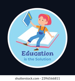 Happy International Education day celebration. January 24. International Day of Education sticker. Cartoon Vector illustration Template for sticker, Card.