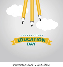 Happy International Education day celebration. January 24. International Day of Education background ant typography. Vector illustration Template for Poster, Banner, Flyer, Greeting, Card, Cover, Post