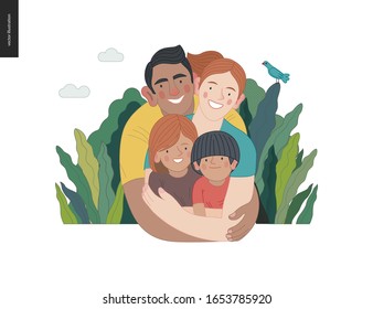 Happy International Family With Kids -family Health And Wellness -modern Flat Vector Concept Digital Illustration Of A Happy Family Of Parents And Children, Family Medical Insurance Plan