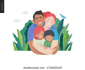 Happy International Family With Kids -family Health And Wellness -modern Flat Vector Concept Digital Illustration Of A Happy Family Of Parents And Children, Family Medical Insurance Plan