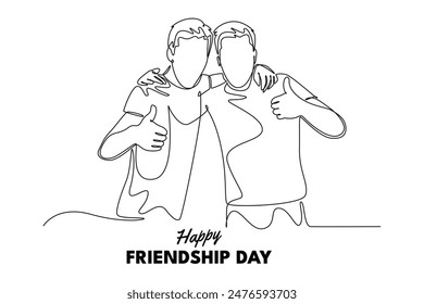 Happy international friendship day Concept. Single line draw design vector graphic illustration.