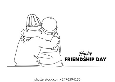 Happy international friendship day Concept. Single line draw design vector graphic illustration.