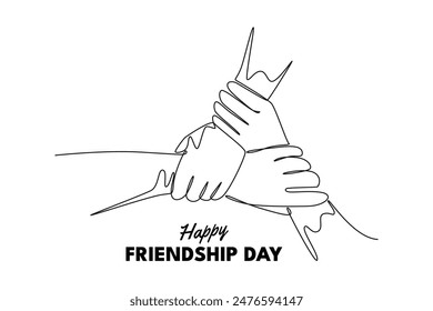 Happy international friendship day Concept. Single line draw design vector graphic illustration.