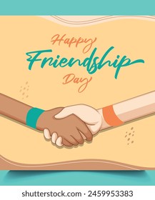 Happy international friendship day greeting card,  handshake of friends group. abstract vector illustration design friendship day greeting card, poster ,template.