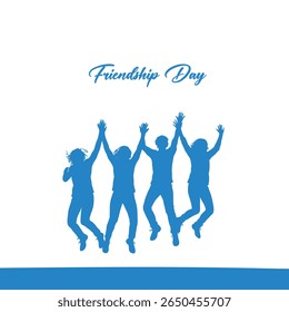 Happy International Friendship Day Post Template. Greeting card, back view of the friends' group. Abstract vector illustration design.