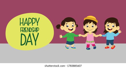 happy international friendship day, vector illustration of friends holding hand together