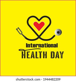 Happy International Health Day vector yellow background