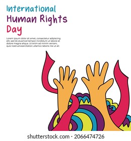 Happy International Human Rights Day. Simple Background Vector Illustration Hand Drawn Doodle Flat Style. Suitable for instagram post, cover or poster.