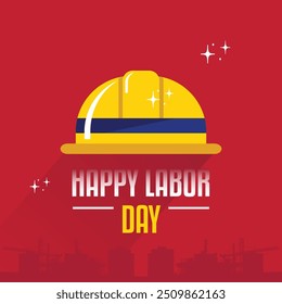 Happy International Labor Day Greeting Card Template Design with Red Background Vector Illustration Poster