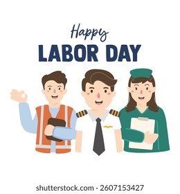 happy international labor day with Group illustration