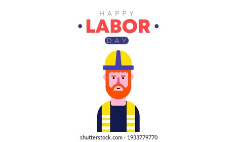 Happy international labor day illustration with labor chartoon character vector.