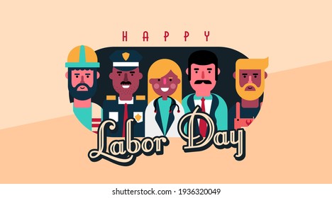 Happy international labor day illustration with labor chartoon character vector.