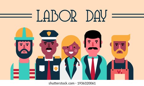 Happy international labor day illustration with labor chartoon character vector.