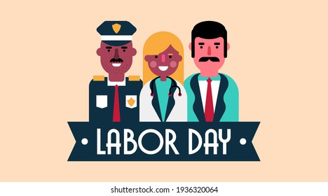 Happy international labor day illustration with labor chartoon character vector.