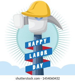 Happy International Labor day poster, vector, flat illustration