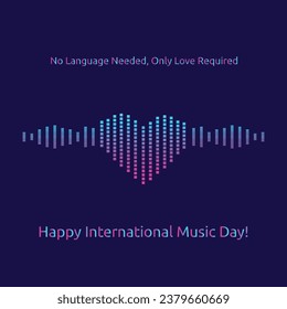 Happy International Music Day, Love Music Social Media Post Vector Template. 