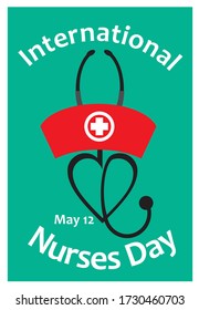 
Happy International Nurse Day with a heart knot stethoscope. Vector Template Design