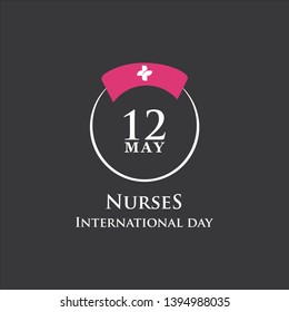 Happy International Nurses Day with black background. Vector Template Design - Vector
