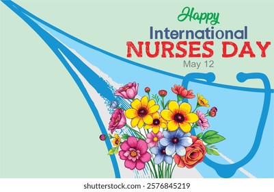 Happy International Nurses Day. Copy space poster, banner and greeting card. Social, electronic and print media post.