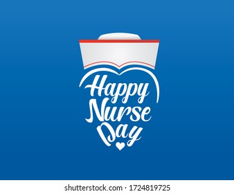 Happy International Nurses Day Vector Template Design. Nurse Day Vector illustration with nurse hat on blue background.