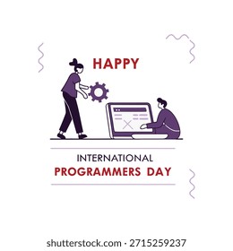 Feliz Día Internacional de los Programadores Ilustración con Desarrolladores Colaborativos