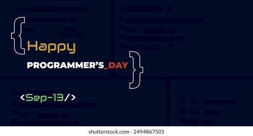 Happy International Programmer's day, September 13, poster for celebration of programmer day, blue technology background