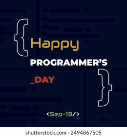 Happy International Programmer's day, September 13, poster for celebration of programmer day, blue technology background