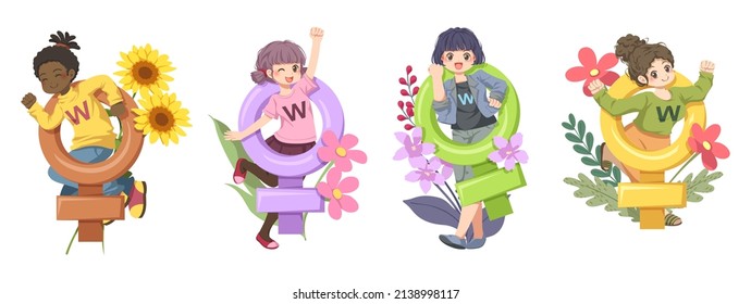 Happy International Woman's Day. Empowerment of woman Eight of March Celebration. Protect Free Confident Women for feminism, independence, freedom, empowerment, activism for women rights 