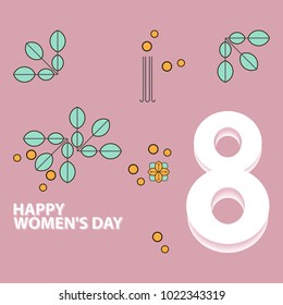 Happy International Women's Day. 8 number 3d illustration. Happy Mother's Day. Eps10 vector illustration with place for your text.
