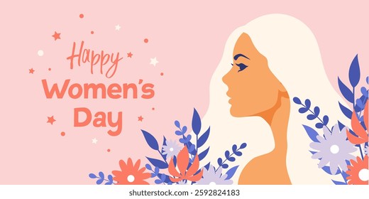 Happy International women's day, 8 march, vector illustration, banner, greeting card