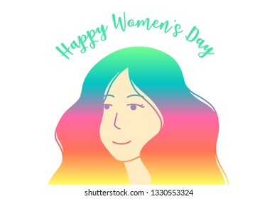 Happy International Women's Day, 8th March, Women in Minimal Style, Women Power Illustrated By Hand - Vector Eps