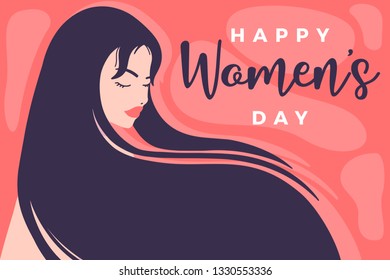 Happy International Women's Day, 8th March, Women in Minimal Style, Women Power Illustrated By Hand - Vector Eps