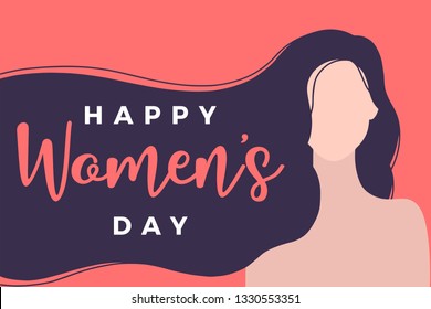 Happy International Women's Day, 8th March, Women in Minimal Style, Women Power Illustrated By Hand - Vector Eps