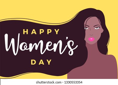 Happy International Women's Day, 8th March, Women in Minimal Style, Women Power Illustrated By Hand - Vector Eps