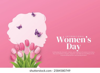 Happy international womens day background with floral concept. Women's Day banner design vector. March 8, International Women's Day.