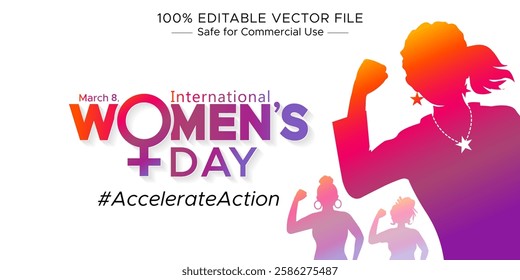 Happy International Women's Day card design. Woman Sign Logo illustration.