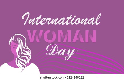 Happy International Women's Day celebration on purple background. Vector illustration.