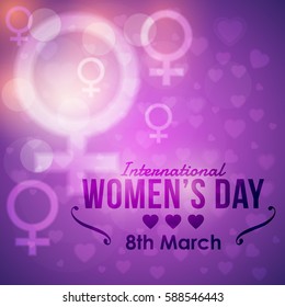 Happy International Women's Day, Celebration Banner. Abstract Background Lights Theme Greeting Card, Vector Elements, Flyer, Poster Design