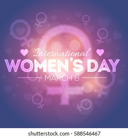 Happy International Women's Day, Celebration Banner. Abstract Background Lights Theme Greeting Card, Vector Elements, Flyer, Poster Design